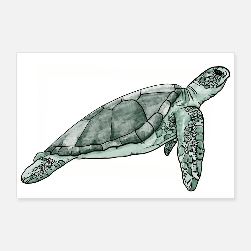 Schildkröte / Reptil / Meer / Ozean / Tier / See Poster 90x60 cm