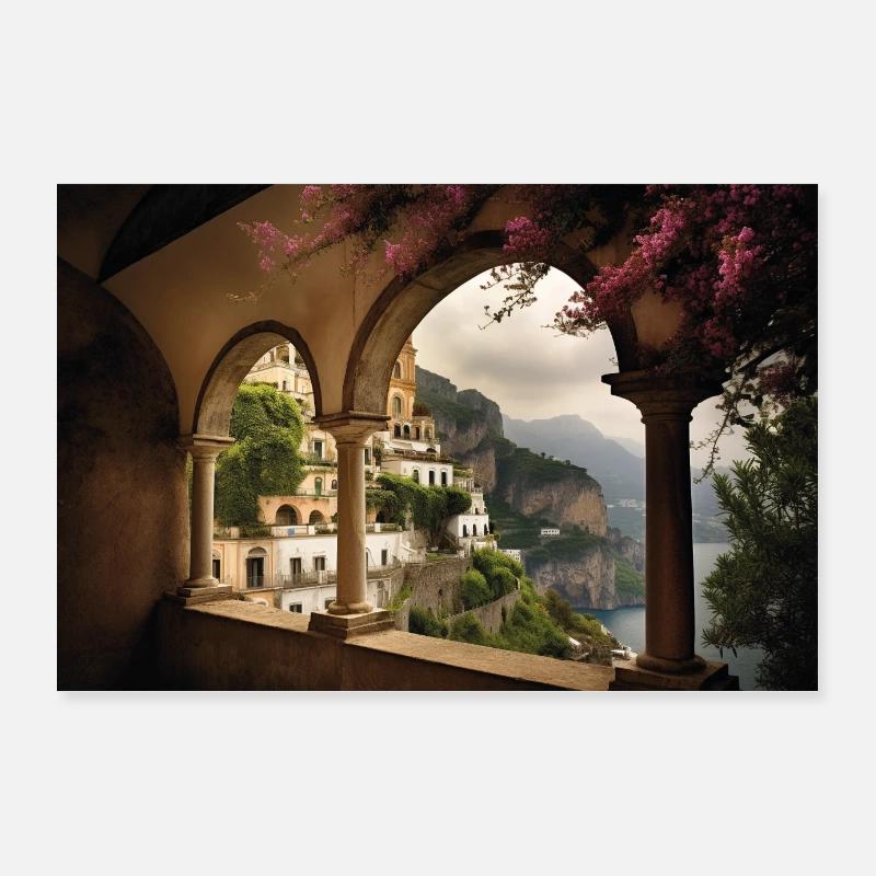 Amalfi Küste Italien Reise Poster Kunst Dekor Poster 90x60 cm
