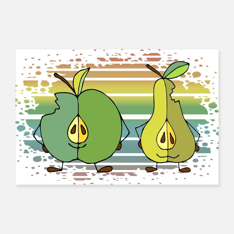 Apfel und Birne Poster 90x60 cm