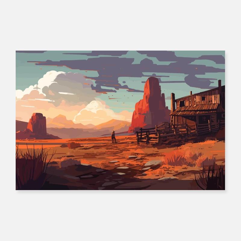 Cowboy Wüste Poster 90x60 cm