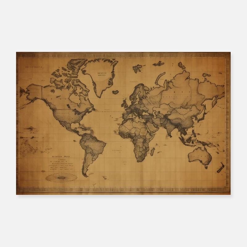 World Map Vintage Poster 36" x 24" (90x60 cm)