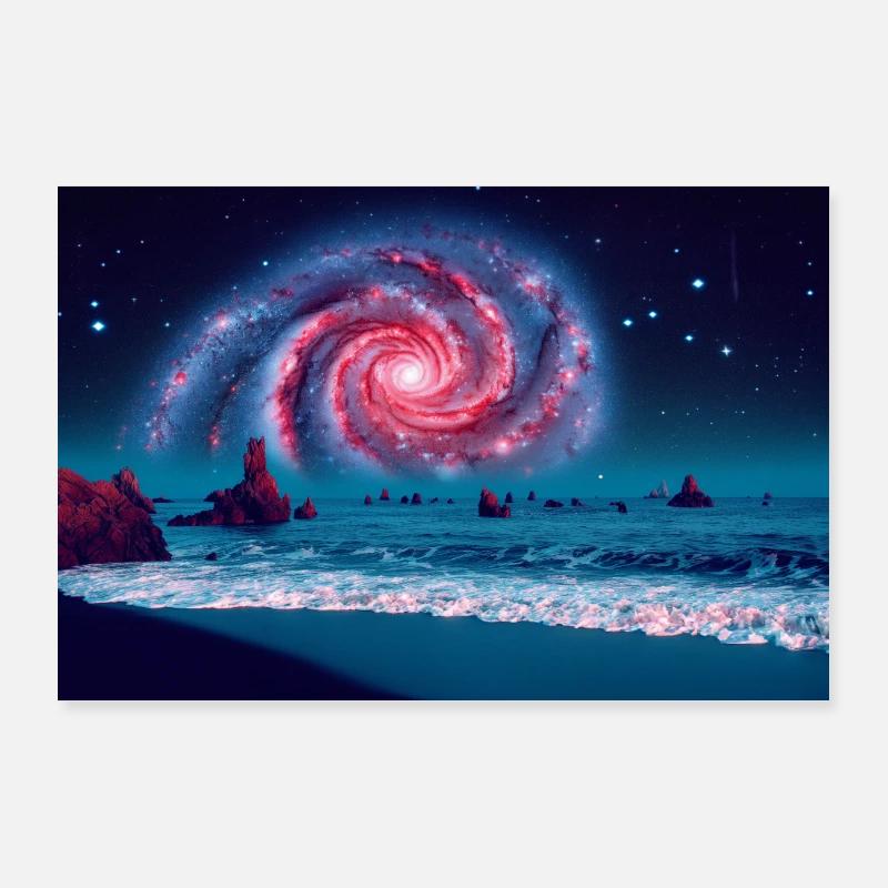 Trippy Strand With Galaxy Poster 90x60 cm