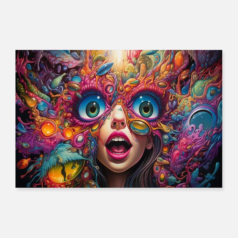 Trippy Psychedelic Woman Poster 90 x 60 cm