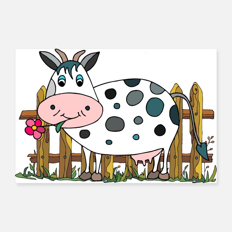 Vache - Poster 90 x 60 cm - blanc