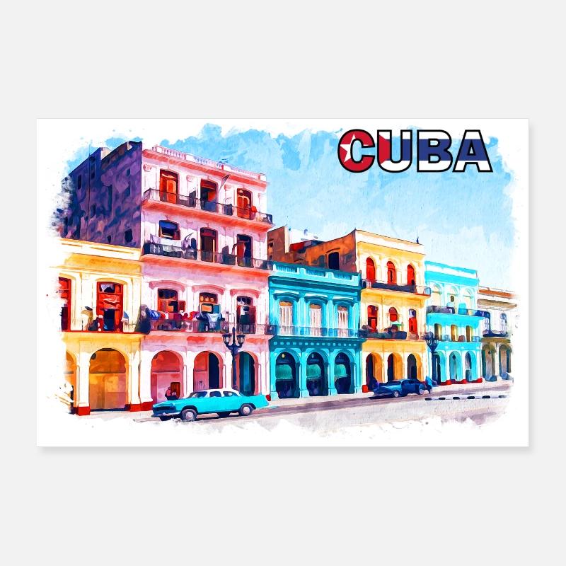 Cuba La Havane peint Affiche Cuba - Poster 90 x 60 cm - blanc