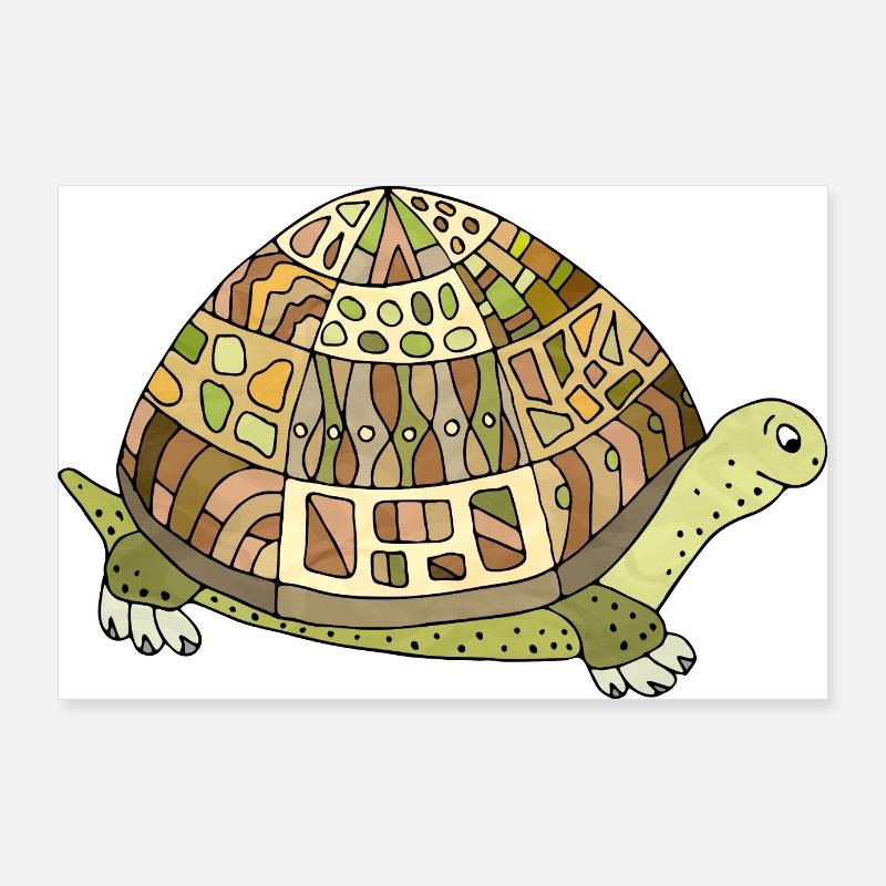 Tortue - Poster 90 x 60 cm - blanc