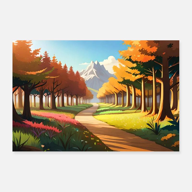 Straße im Herbstwald Poster 90x60 cm