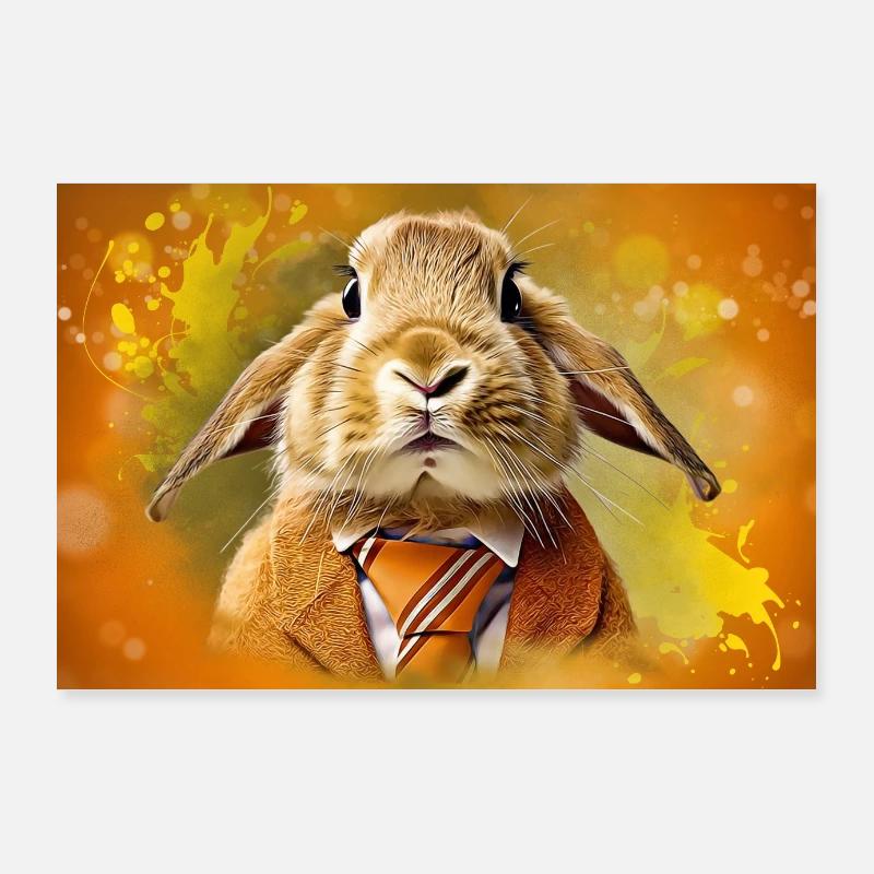 Herr Hase, die Klasse - Poster 90x60 cm - Weiß