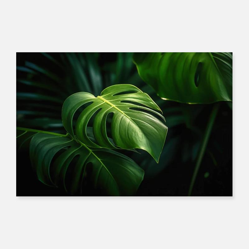 Monstera Pflanze - Poster 90x60 cm - Weiß