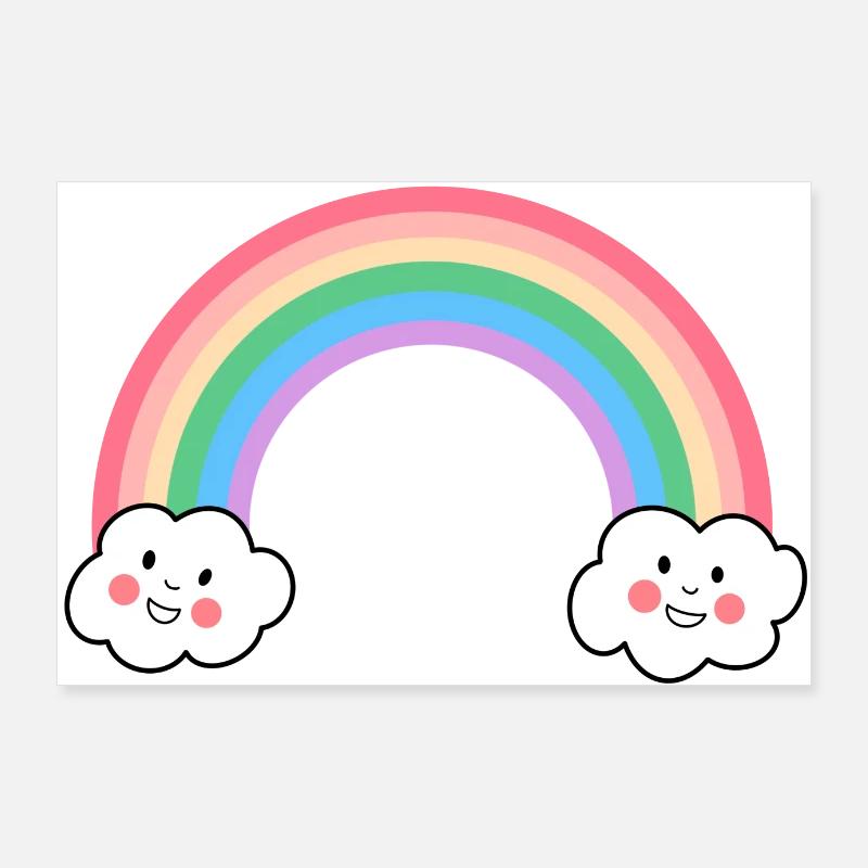 Arcobaleno Kawaii Cloud L'amore è amore varietà Poster 90x60 cm