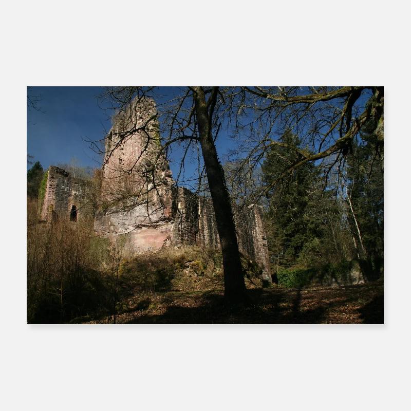 Château mystique de Waldeck (nord de la Forêt-Noire) Poster 90 x 60 cm