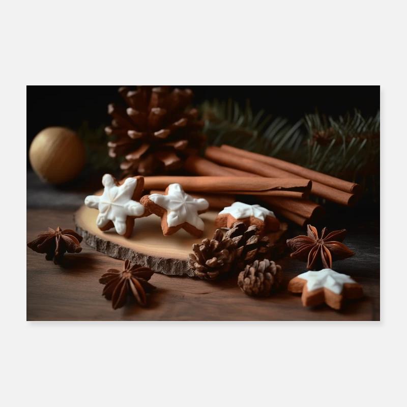 Festive Spice and Cinnamon Design Poster 36" x 24" (90x60 cm)