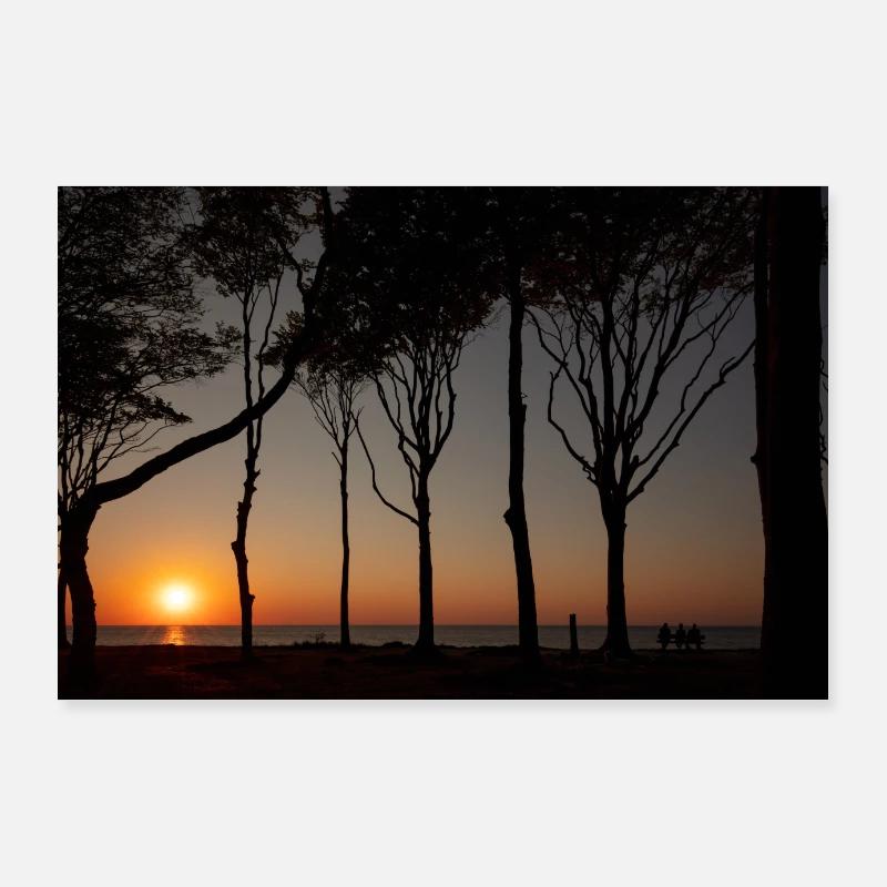 Coucher de soleil sur la mer Baltique Poster 90 x 60 cm