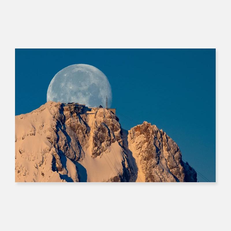 Moon behind the Zugspitze Poster 36" x 24" (90x60 cm)