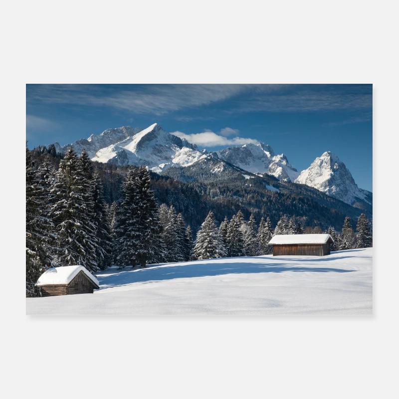 Ambiance hivernale avec Zugspitze Poster 90 x 60 cm