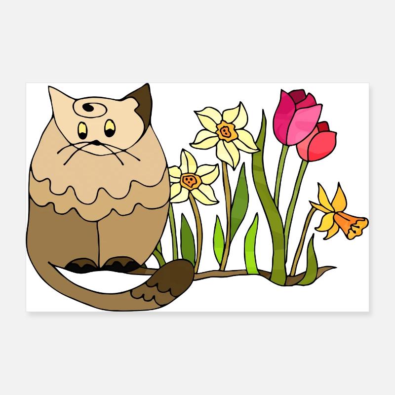 Katze - Poster 90x60 cm - Weiß