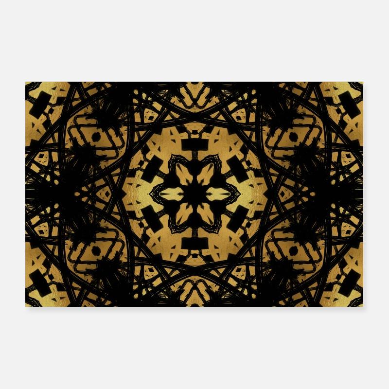 Peinture murale noire dorée Poster 90 x 60 cm