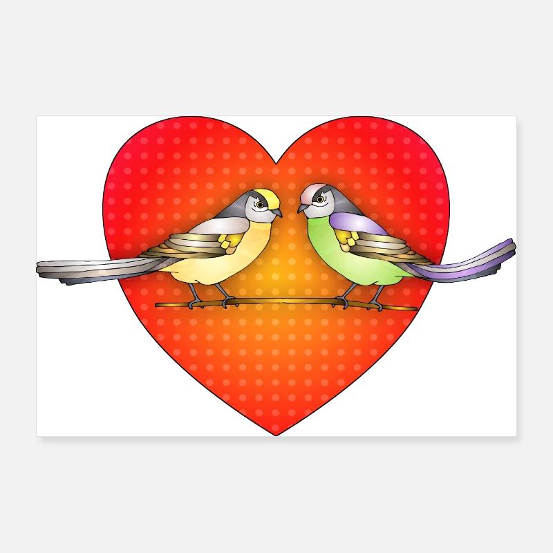 Oiseaux colorés Poster 90 x 60 cm