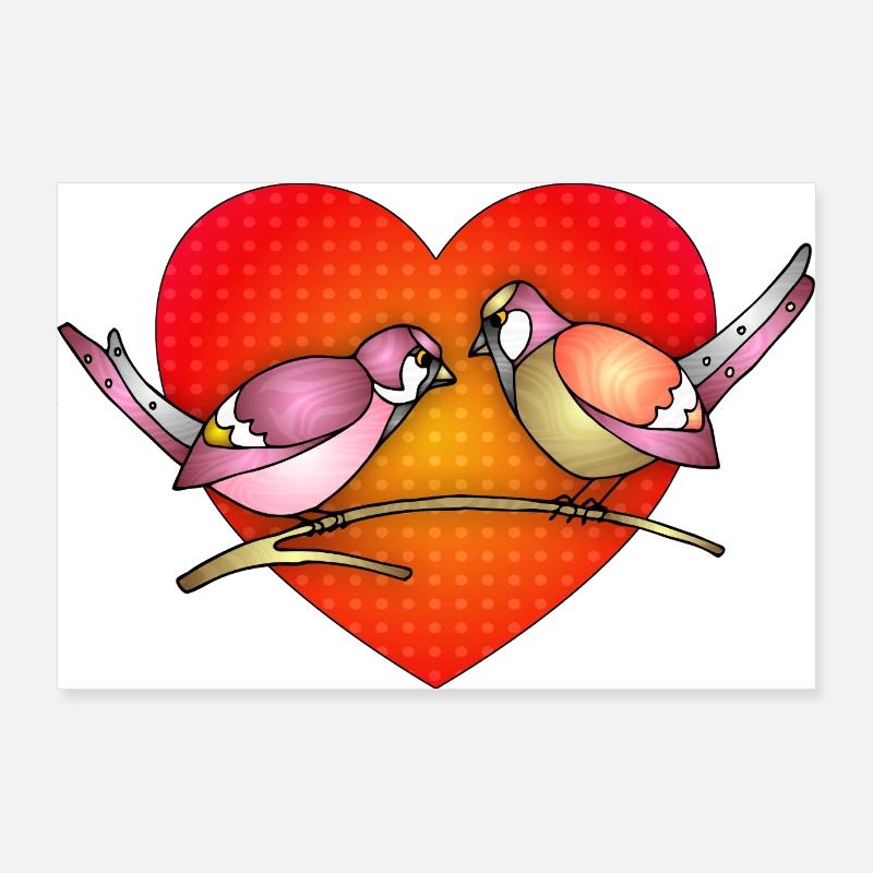 Bunte Vögel Poster 90x60 cm