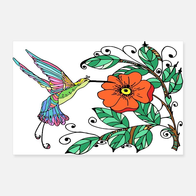 Oiseau coloré Poster 90 x 60 cm