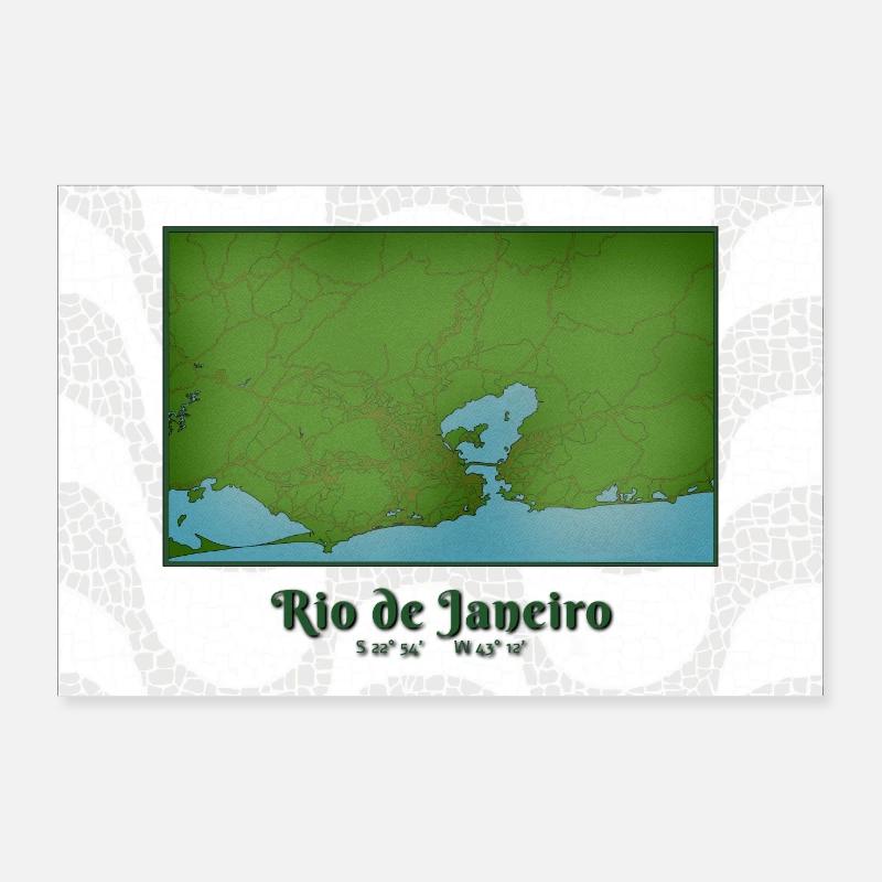 Carte de Rio de Janeiro Poster 90 x 60 cm