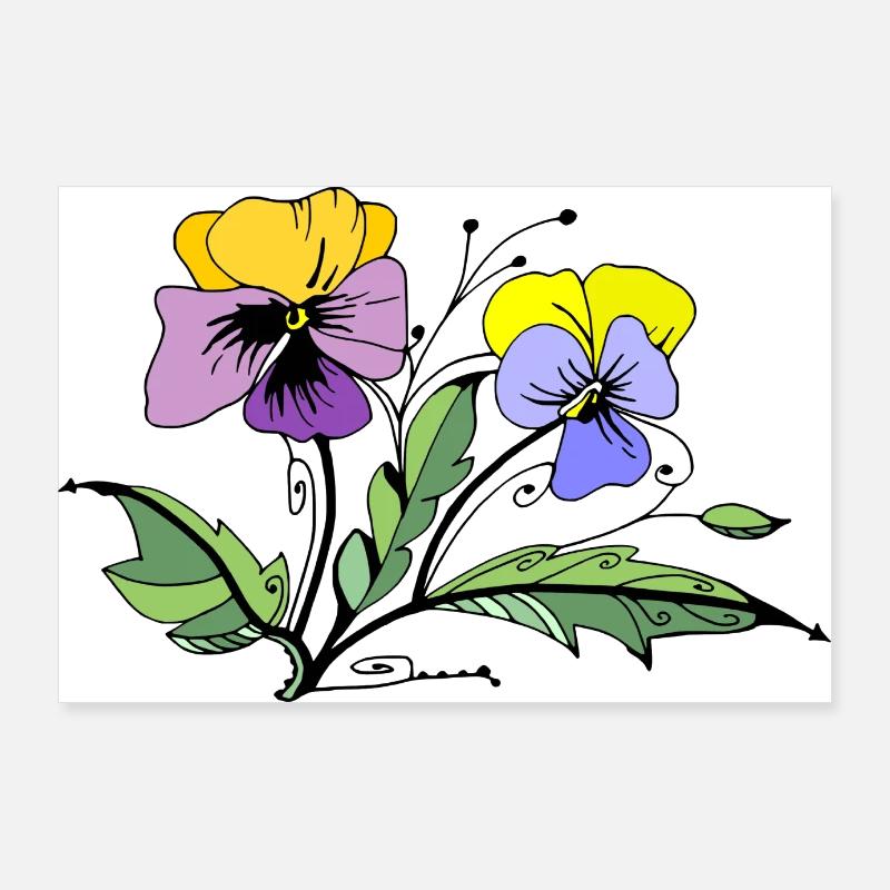 Blumen - Poster 90x60 cm - Weiß