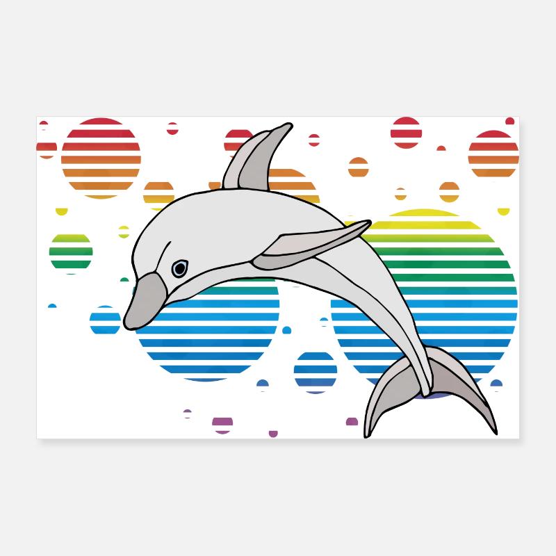 Delfin - Poster 90x60 cm - Weiß