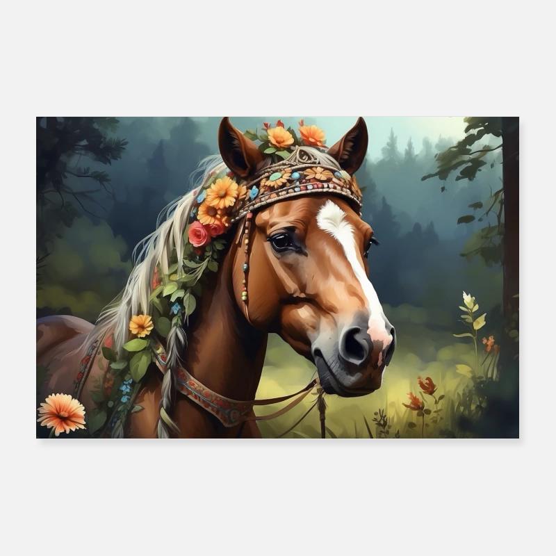 Pferd im böhmischen Stil Poster 90x60 cm