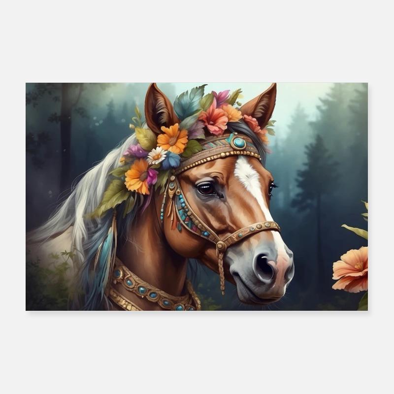 Pferd im böhmischen Stil Poster 90x60 cm