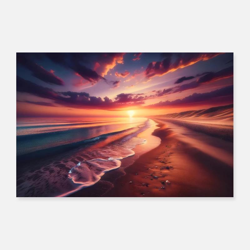 Affiche Peinture Coucher de soleil sur la plage Poster 90 x 60 cm
