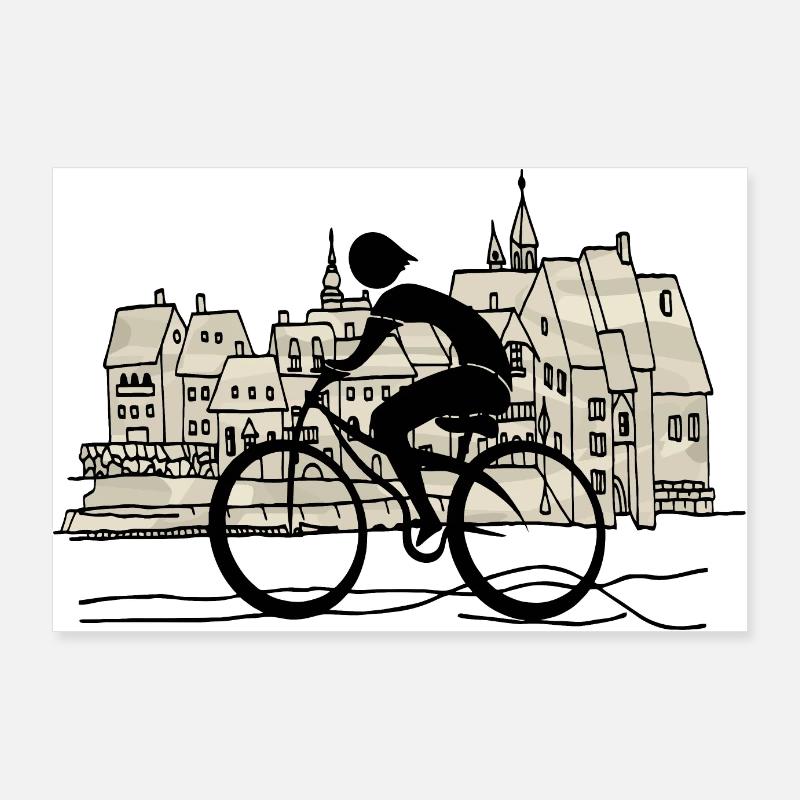 Radfahrer - Poster 90x60 cm - Weiß
