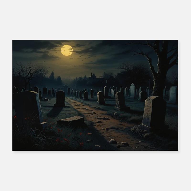 Cemetery at night Poster 36" x 24" (90x60 cm)