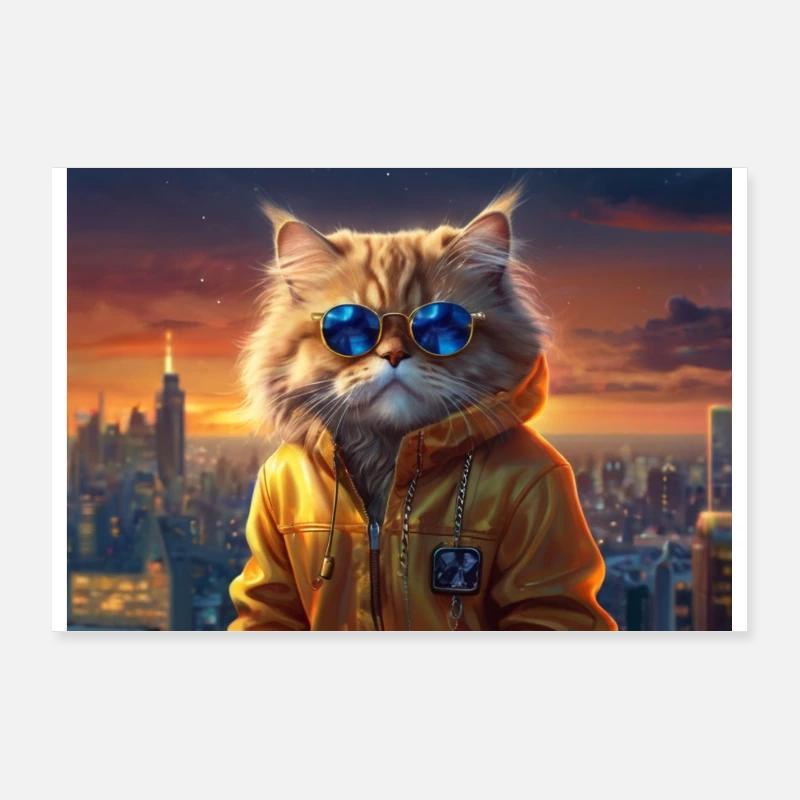 "Stilvolle Katze in der Großstadt" Poster 90x60 cm
