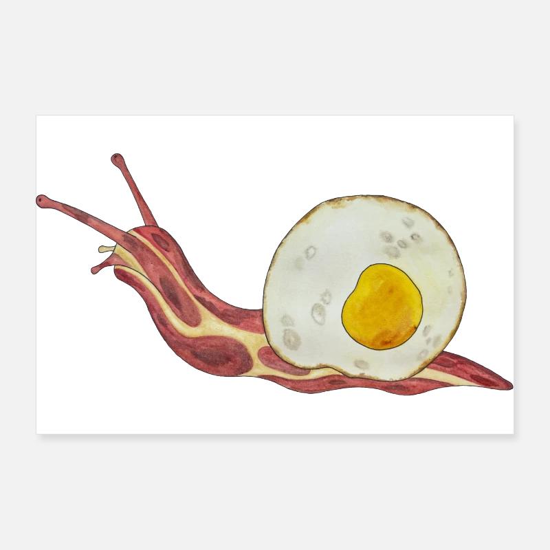 Rotolo di pancetta Uovo fritto con pancetta e uova Poster 90x60 cm