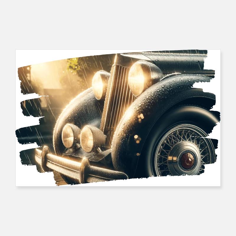 Klassischer Packard im Regen Poster 90x60 cm