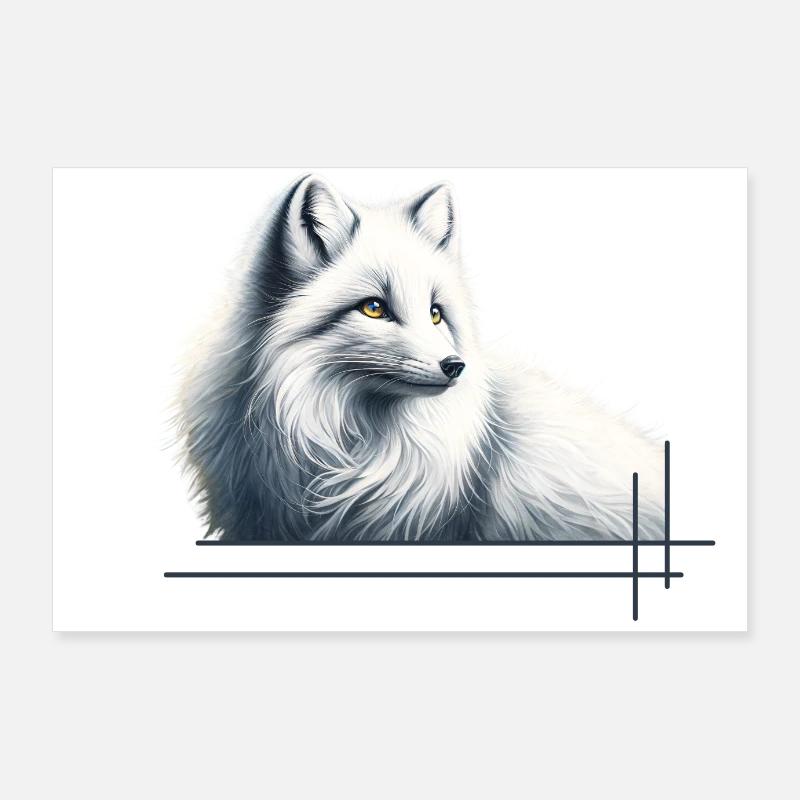 Fuchs im Winter Eleganz - Poster 90x60 cm - Weiß