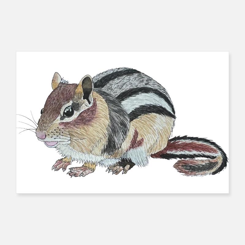 Tamia Chipmunk Joue Écureuil Burunduk Poster 90 x 60 cm
