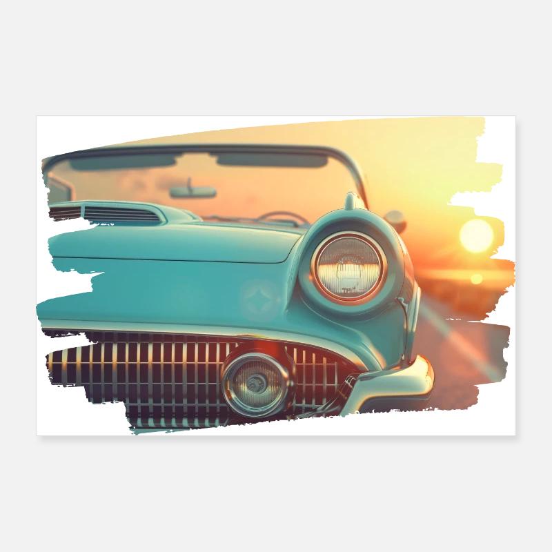 Classique turquoise au coucher du soleil Poster 90 x 60 cm