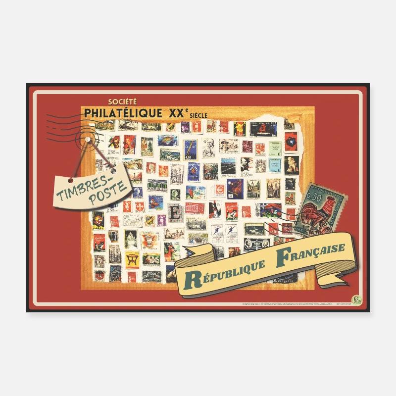 Französische Philatelistische Gesellschaft, Querformat - Poster 90x60 cm - Weiß