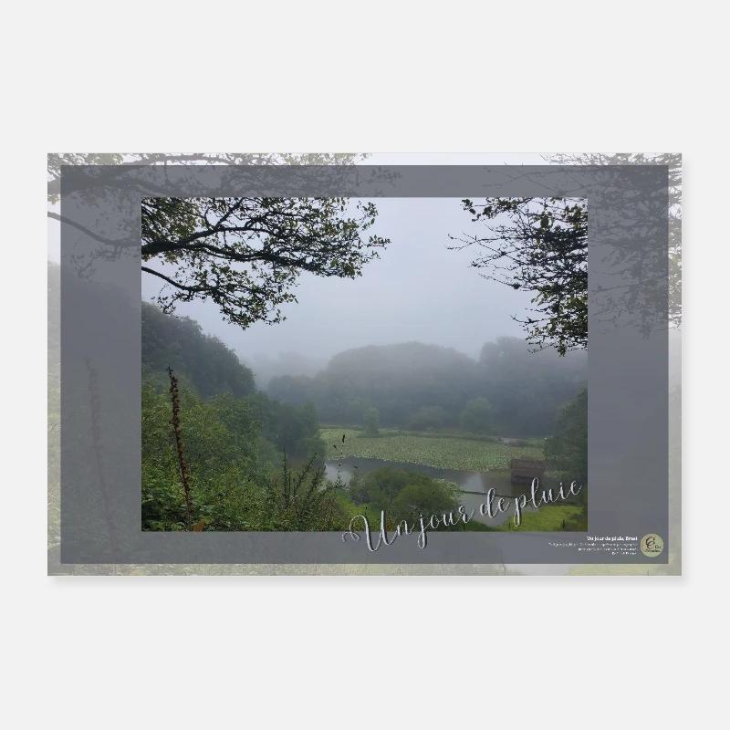 Un jour de pluie, Brest, format paysage Poster 90 x 60 cm