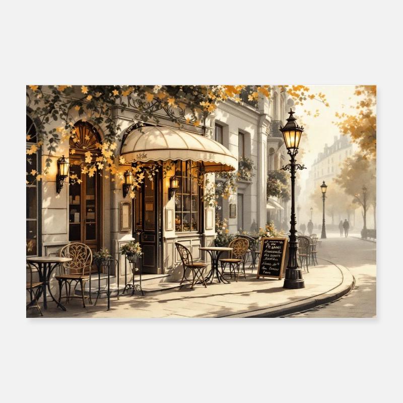 Pariser Café – Herbstliche Eleganz Poster 90x60 cm