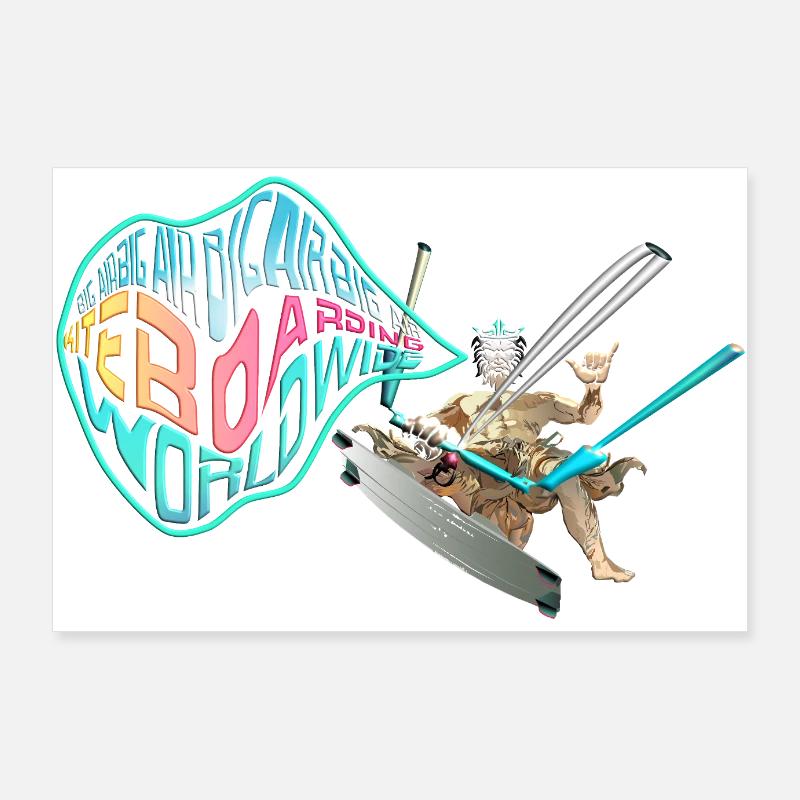 Kitesurf bigair dans le monde entier Poster 90 x 60 cm