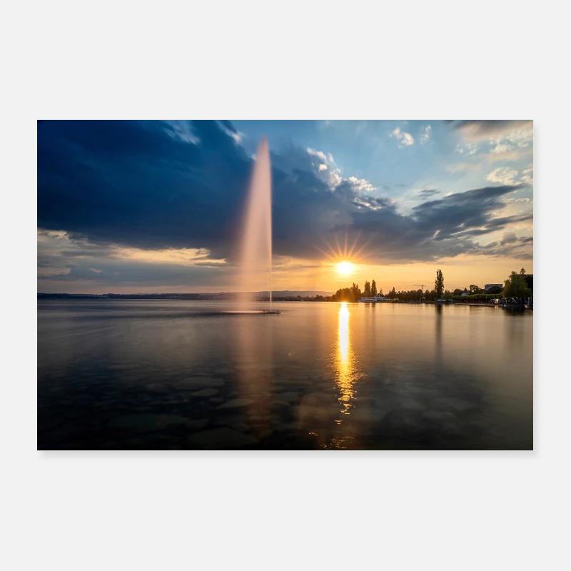 Sonnenuntergangszauber am Zugersee Poster 90x60 cm