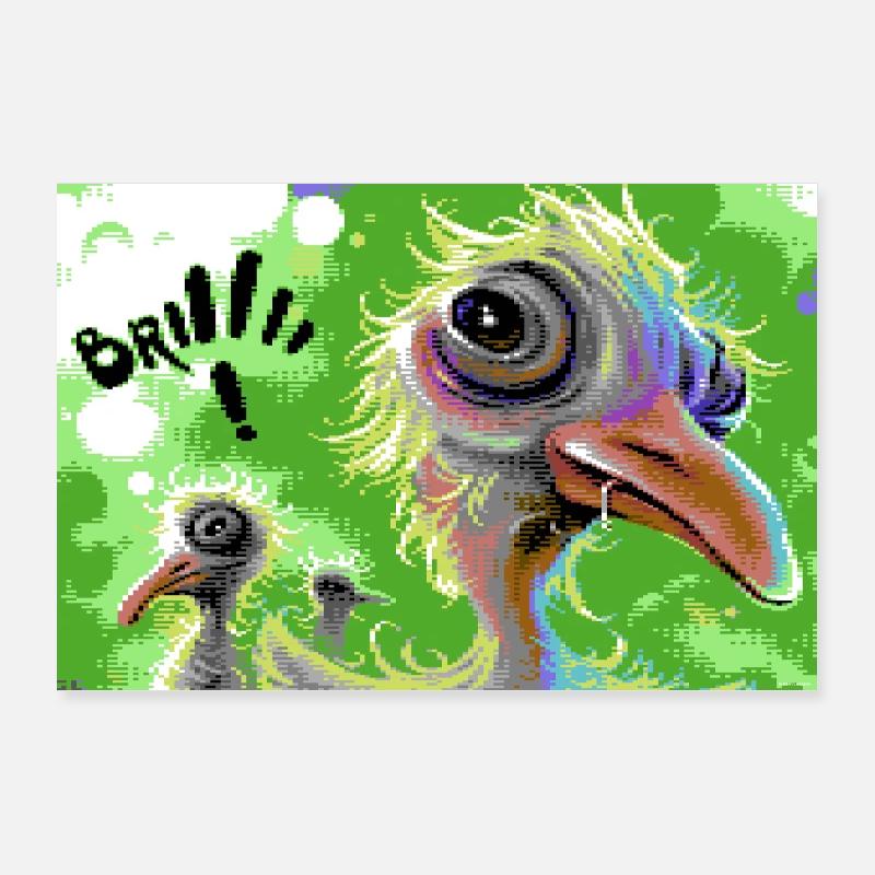Huhn - Poster 90x60 cm - Weiß