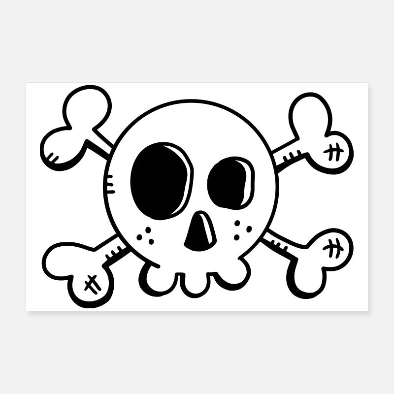 Comic Skull - Skull - Pirate - Skull Poster 36" x 24" (90x60 cm)
