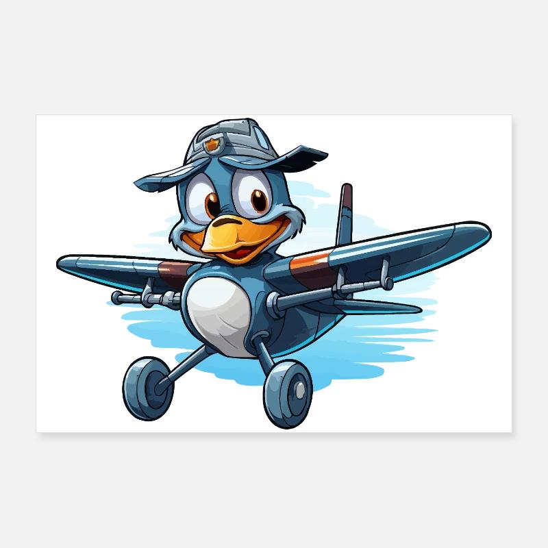 Pinguin Pilot im Luftflugzeug Poster 90x60 cm