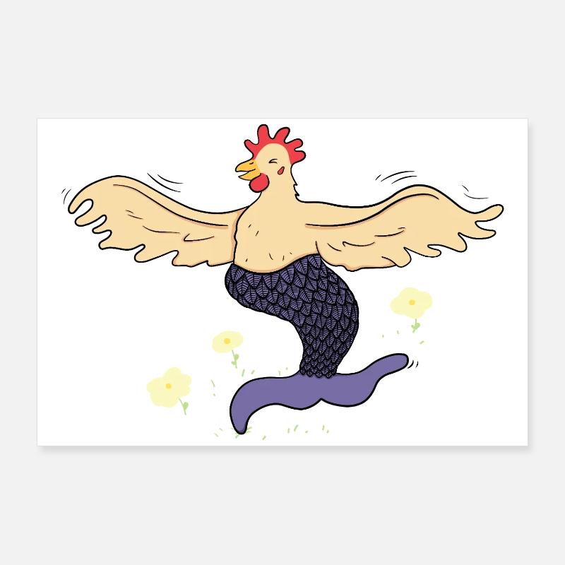 Joyeuse poule-sirène Poster 90 x 60 cm