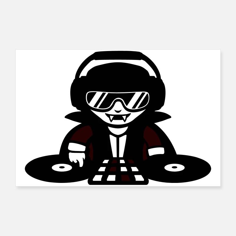 Vampire DJ DJ with mixer and turntable Poster 36" x 24" (90x60 cm)