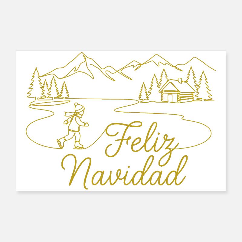 Feliz Navidad Winter landscape wintry Poster 36" x 24" (90x60 cm)