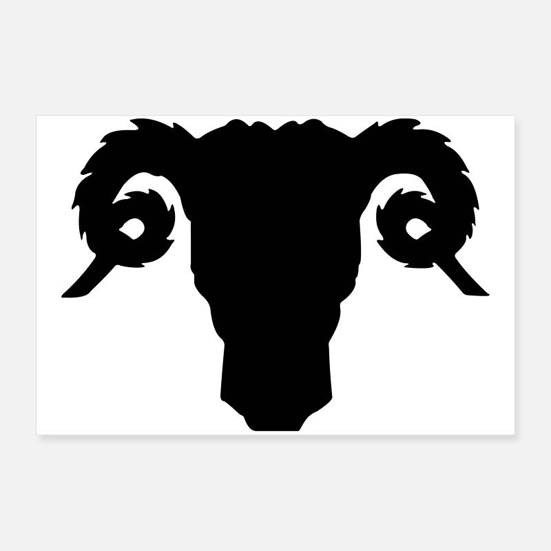 Buck or ram head shadow image Poster 36" x 24" (90x60 cm)